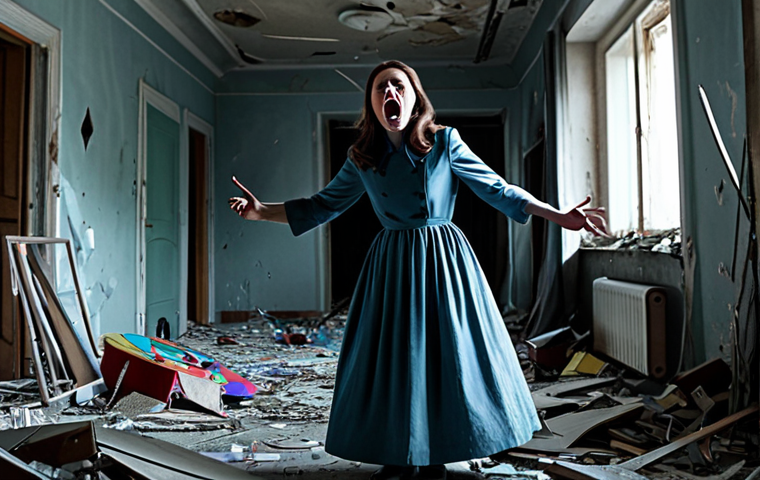 The Angry Avenger**
A spectral mother, her face contorted in rage, floats amidst shattered toys in a dilapidated Soviet-era apartment. Dim, flickering light. Intense emotion, vengeful spirit, tormented. Perfect anatomy, correct proportions, well-formed hands, proper finger count. Safe for work, appropriate content, fully clothed (tattered dress), professional, modest, family-friendly.
**