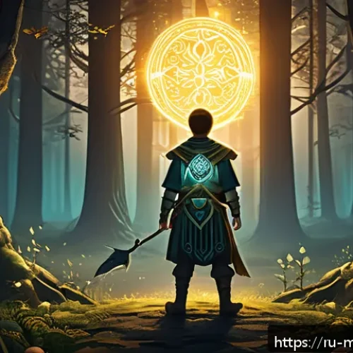 Home 33 신비아파트 관련 한국 민속 신화 - A mystical animated scene depicting a young warrior hero standing in an ancient forest clearing at t...